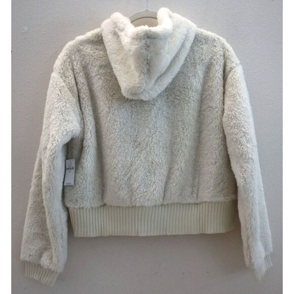 GAP Body 810225 Women's Sz XS Ivory Soft Sherpa Fleece Hoodie Pullover - Picture 2 of 6